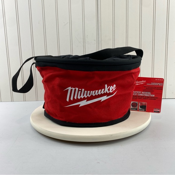 MILWAUKEE, Red, Canvas, 8 Pockets, Parachute Drawstring Bucket Bag - Picture 1 of 11